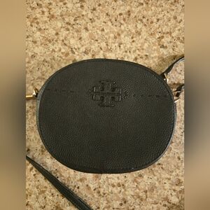 Tory Burch round Camera Crossbody Bag Black Leather